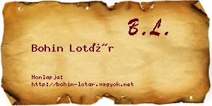 Bohin Lotár névjegykártya